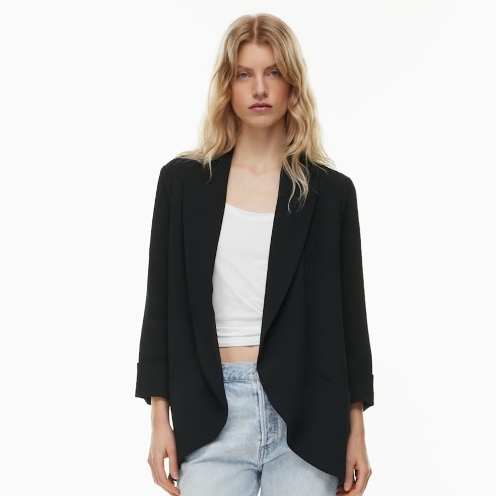 Aritzia Wilfred Sz S North Open Front Black Relaxed Blazer